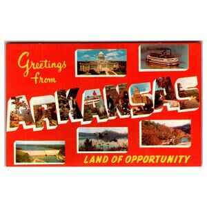Vintage Greetings from Arkansas Large Letter Chrome Postcard Dexter Press